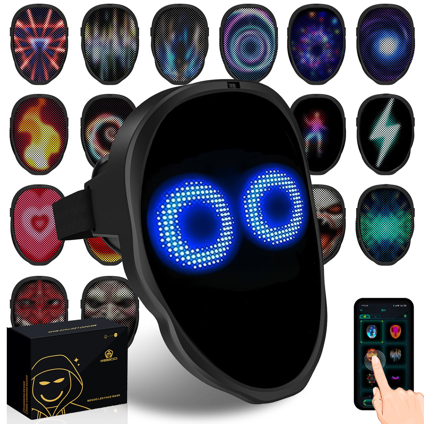 Led Mask with Bluetooth Programmable App (3A Battery)