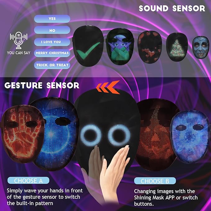 HD Led Mask with App Bluetooth Programmable Customized
