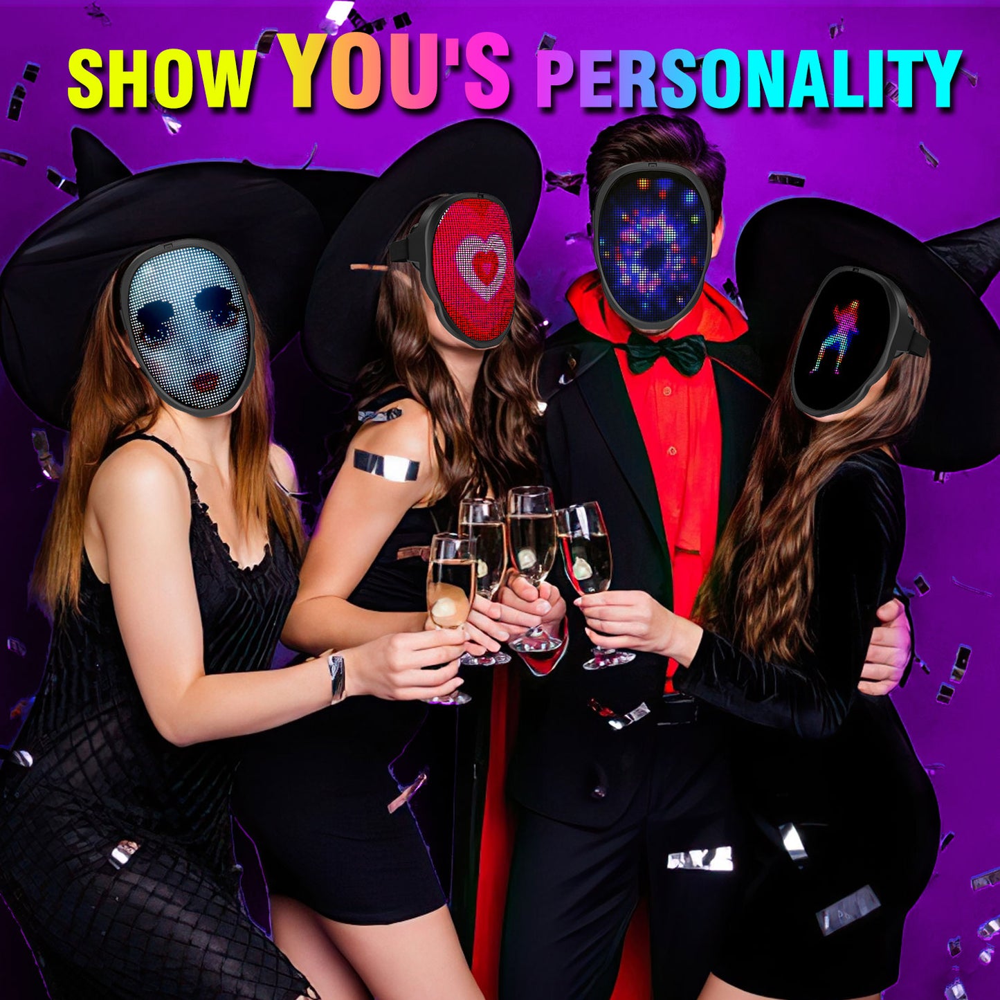 Led Mask with Bluetooth Programmable App (3A Battery)