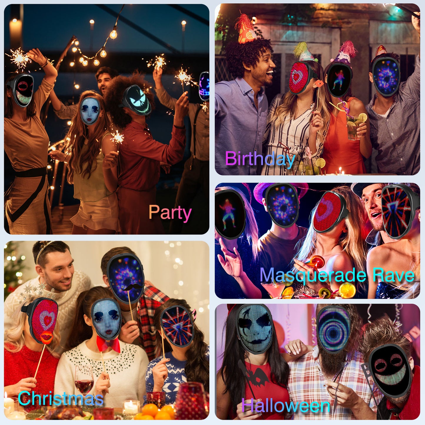 Led Mask with Bluetooth Programmable App (3A Battery)