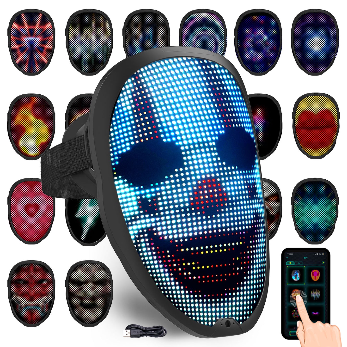 Led Mask with Bluetooth Programmable(Ultra-light-thin)