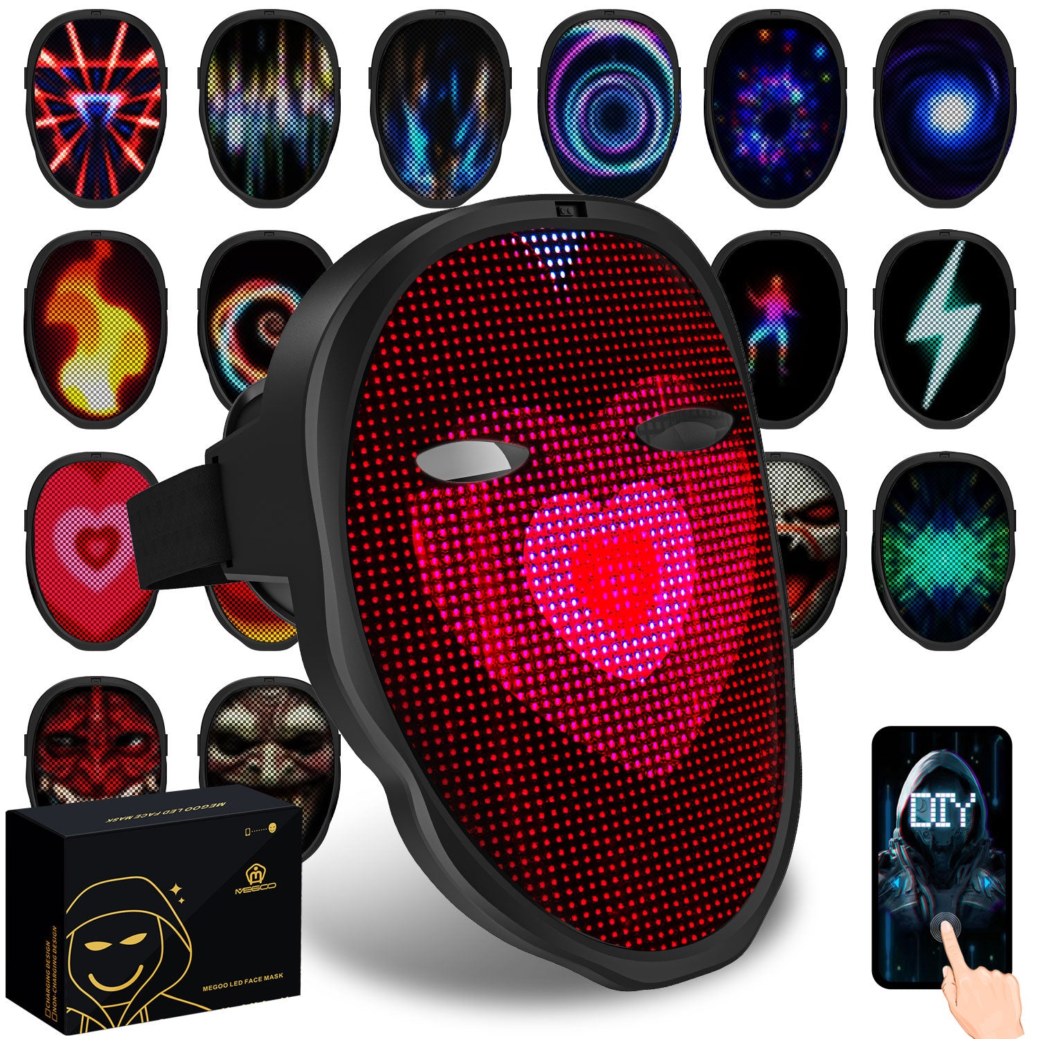 Led Mask with Bluetooth Programmable (TYPE-Charger) – SHININGRGB MASK